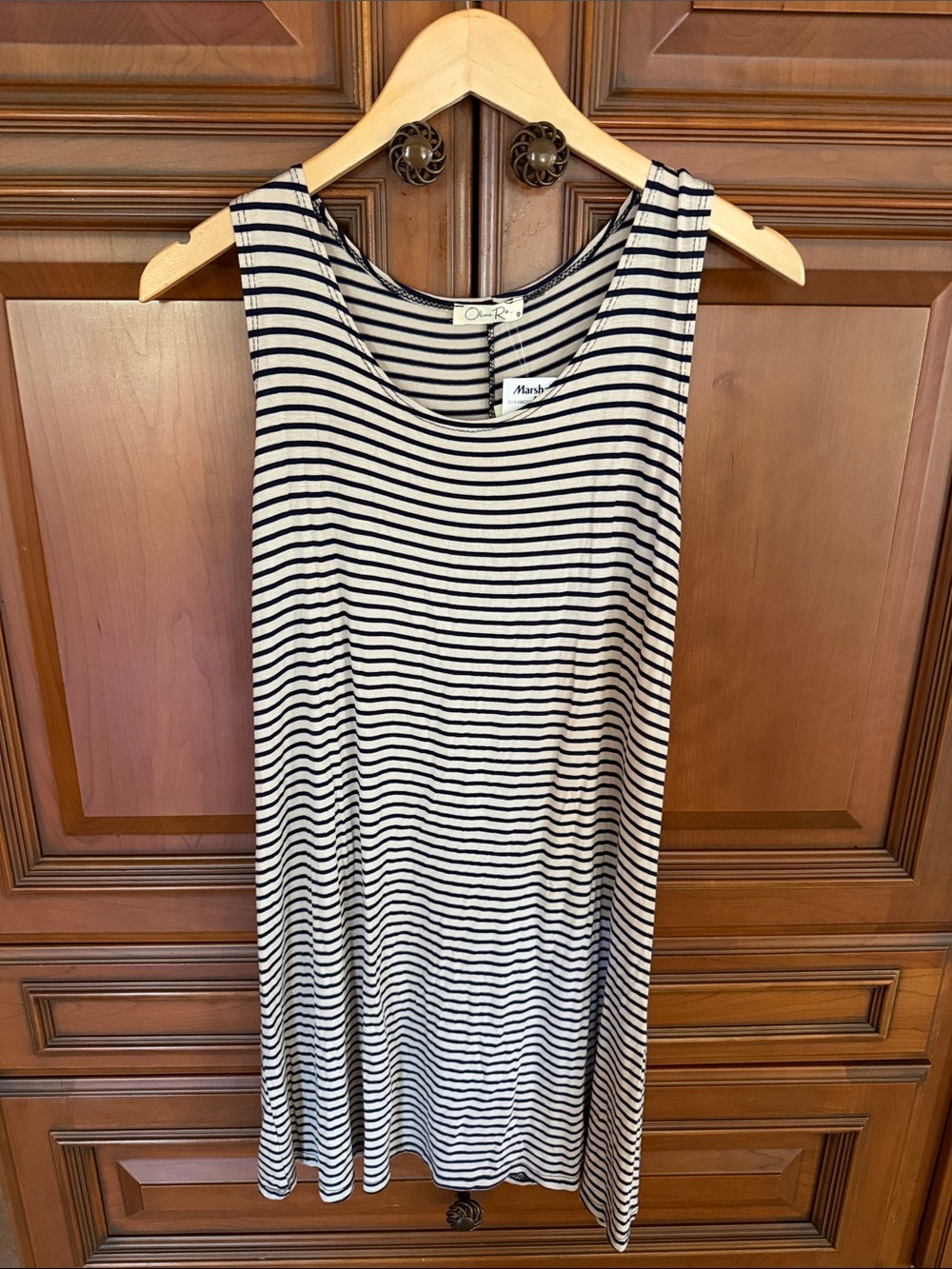 Marshalls Black and White Striped Sleeveless Shift Dress